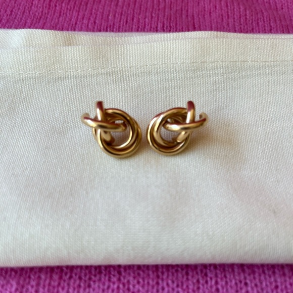 Loopy Gold Knot Earrings - Picture 5 of 16